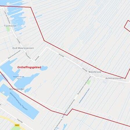 Het ontheffingsgebied geldt voor de Achterweteringseweg, Achttienhoven en  Westbroek in de gemeente De Bilt  en Oud-Maarsseveen en Tienhoven in de gemeente Stichtse Vecht.