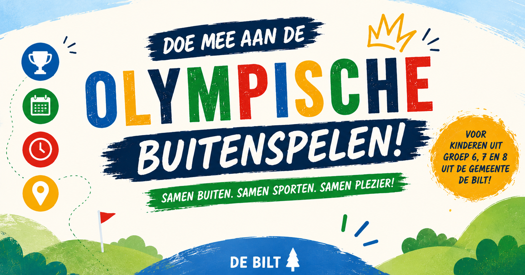 Kinderburgemeester Félien Baaij organiseert Olympische Buitenspelen voor kinderen uit De Bilt